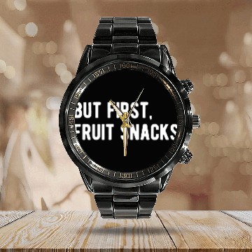 Discover But First Fruit Snacks Calendar Steel Band Watch