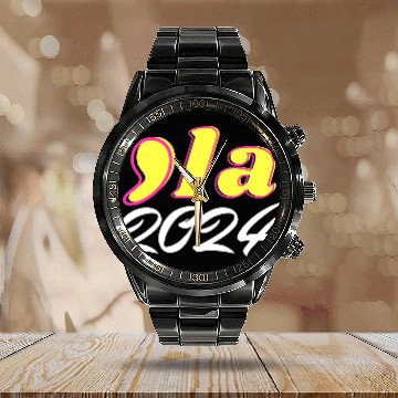 Discover kamala harris 2024 president comma la funny t-shir Calendar Steel Band Watch
