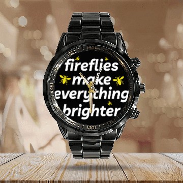 Discover Fireflies Firefly Lightning Bug Insect Collector Calendar Steel Band Watch