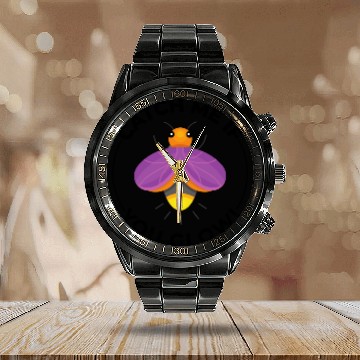 Discover Fireflies Firefly Lightning Bug Insect Collector Calendar Steel Band Watch