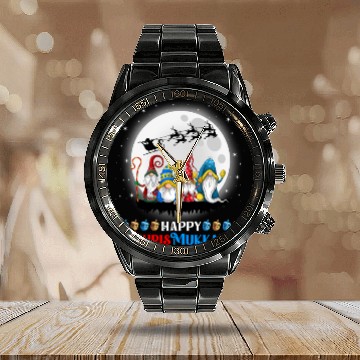 Discover Happy Chrismukkah Gnomes Christmas Hanukkah Calendar Steel Band Watch