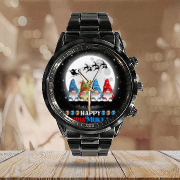 Discover Happy Chrismukkah Gnomes Christmas Hanukkah Calendar Steel Band Watch