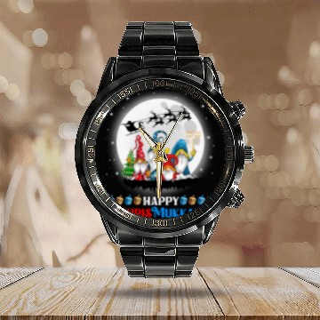 Discover Happy Chrismukkah Gnomes Christmas Hanukkah Calendar Steel Band Watch