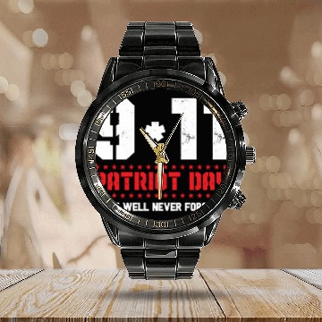 Discover 9/11 Patriotic Day Calendar Steel Band Watch