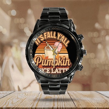 Discover I Heart Pumpkin Spice Calendar Steel Band Watch