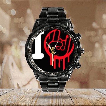 Discover I Love Heavy Metal Hard Rock Music Graffiti Heart Calendar Steel Band Watch