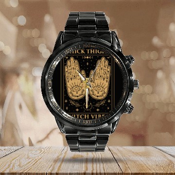 Discover Thick Thighs Witch Vibes Tarot Card Calendar Steel Band Watch