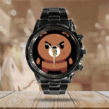 Discover Fierce Brown Bear Art Calendar Steel Band Watch