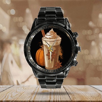Discover Pumpkin spice latte Calendar Steel Band Watch