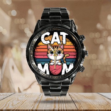 Discover Cat Mom Calendar Steel Band Watch