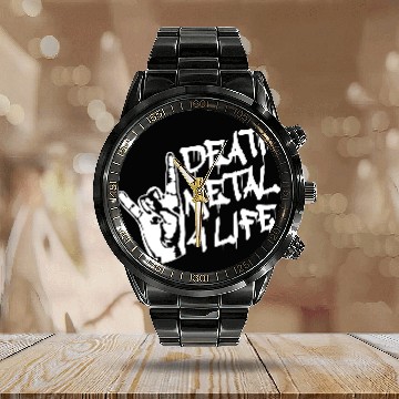 Discover Heavy death metal 4 life hand gesture graffiti fun Calendar Steel Band Watch