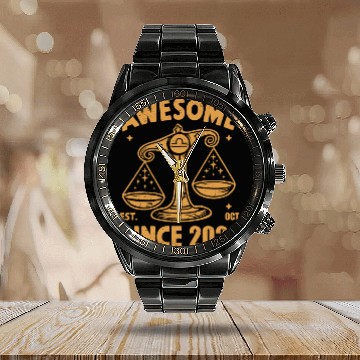Discover Awesome Since 2024 Libra Zodiac Birthday October Calendar Steel Band Watch