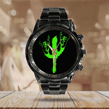Discover Cactus Plant Heavy Metal Hard Rock Hand Gesture Calendar Steel Band Watch