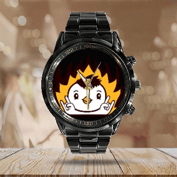 Discover Fire Heavy Metal Duck Bird Chick Rock Hand Gesture Calendar Steel Band Watch