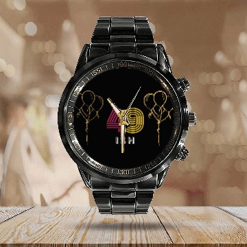 Discover Cheerful '49 Ish' Design Calendar Steel Band Watch: Festive Balloons &