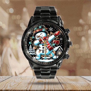 Discover Dabbing Snowman with Christmas Lights and Snowflak Calendar Steel Band Watch