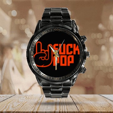 Discover Fuck pop charts music heavy metal fun hand gesture Calendar Steel Band Watch