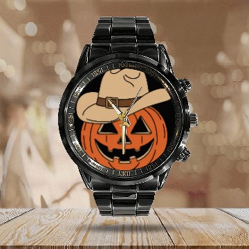 Discover Howdy Pumpkin Halloween Calendar Steel Band Watch