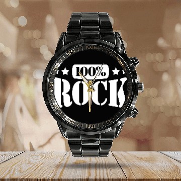 Discover 100 % Percent Rock Heavy Metal Music Text Logo Calendar Steel Band Watch