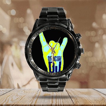 Discover Official DJ Music Heavy Metal Horns Hand Gesture Calendar Steel Band Watch