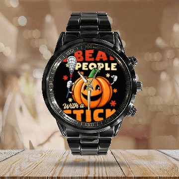 Discover Thanksgiving Lacrosse I Beat People With Sticks Calendar Steel Band Watch