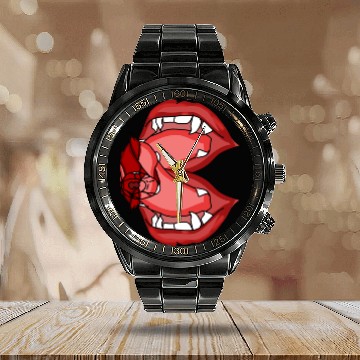 Discover Fangs Unleashed A Vampire s Fierce Expression Calendar Steel Band Watch