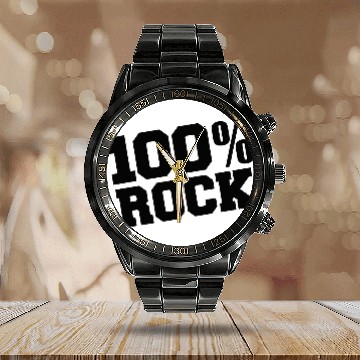 Discover 100 % Percent Rock Heavy Metal Music Text Logo Calendar Steel Band Watch