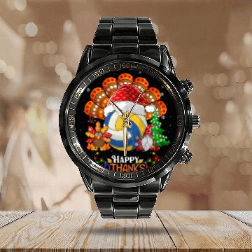 Discover Volleyball Turkey Gnome Happy Hallothanksmas Calendar Steel Band Watch