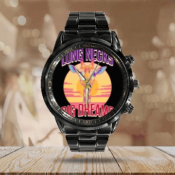 Discover Giraffe Long Necks, Big Dreams Calendar Steel Band Watch