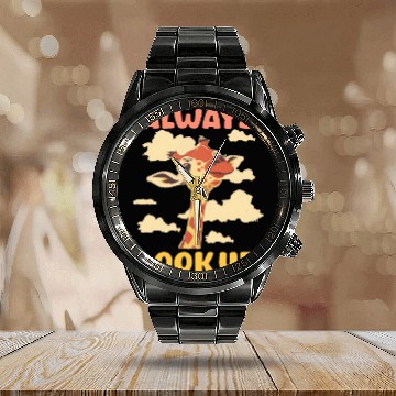 Discover Giraffe Always Look Up Calendar Steel Band Watch