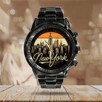 Discover New York Skyline - Iconic Cityscape Beauty Calendar Steel Band Watch