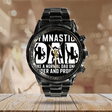 Discover Like Normal But Louder Dad Funny Gymnastics Dad Calendar Steel Band Watch