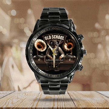 Discover Old School DJ Retro Vibes Calendar Steel Band Watch