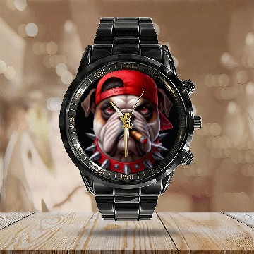 Discover Bulldog Boss Attitude Calendar Steel Band Watch