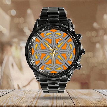 Discover Abstract Geometric Knot Design Calendar Steel Band Watch