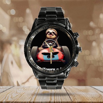 Discover Sloth Racing 100 Hours a Mile Cute Sloth Design Calendar Steel Band Watch