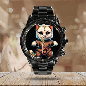 Discover Feline Warrior: The Kung Fu Cat Calendar Steel Band Watch