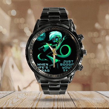Discover funny lizard dancer Calendar Steel Band Watch