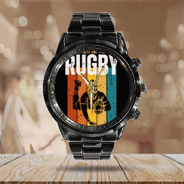 Discover I'd Rather Be Playing Rugby Funny Rugby Player Calendar Steel Band Watch