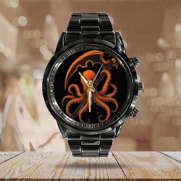 Discover Halloween Octopus Calendar Steel Band Watch
