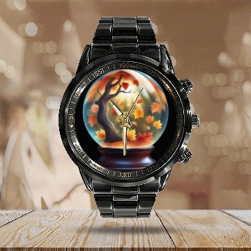 Discover Autumn crystal ball. Calendar Steel Band Watch