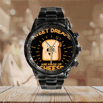 Discover Sweet Dream are Made of Cheese Calendar Steel Band Watch