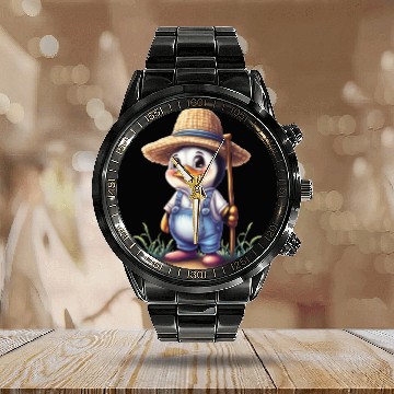 Discover Penguin Famila, Funny Penguin , Penguin Logo Calendar Steel Band Watch