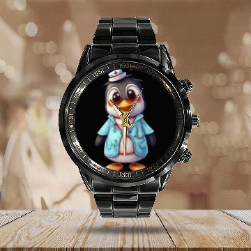 Discover Penguin Doctor, Penguin Famila, Funny Penguin Calendar Steel Band Watch