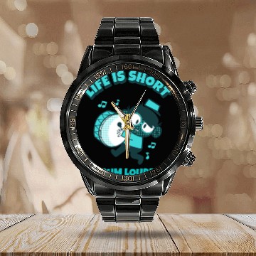 Discover Retro cartoon drummer Calendar Steel Band Watch