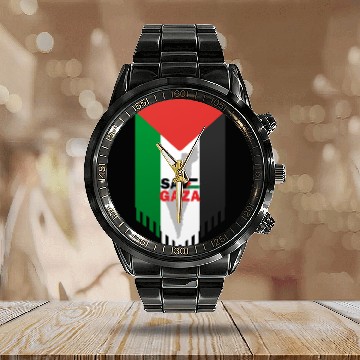 Discover Proud Palestinian Flag Calendar Steel Band Watch