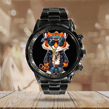 Discover Rock style cute tiger Calendar Steel Band Watch