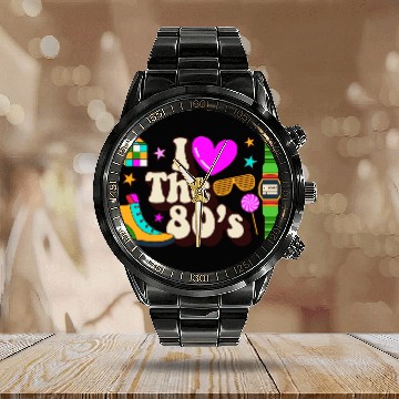 Discover I Love the 80's in Skates Calendar Steel Band Watch