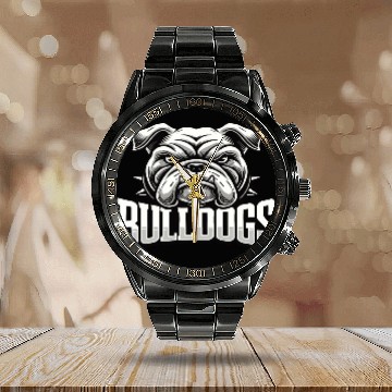 Discover Bulldogs Mascot Back To School Team Spirit Calendar Steel Band Watch