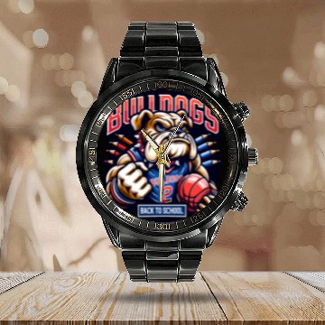 Discover Bulldogs Mascot Back To School Team Spirit Calendar Steel Band Watch